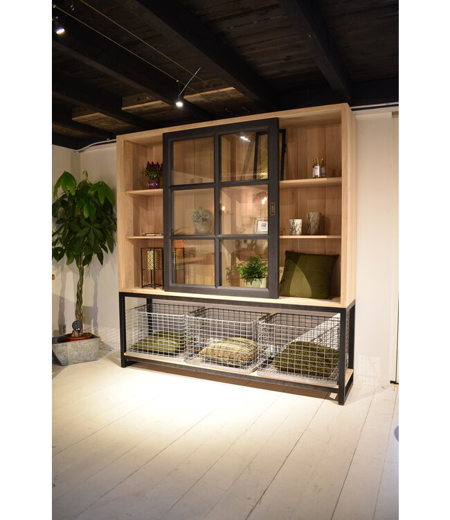 Oak cabinet with metal - custom made