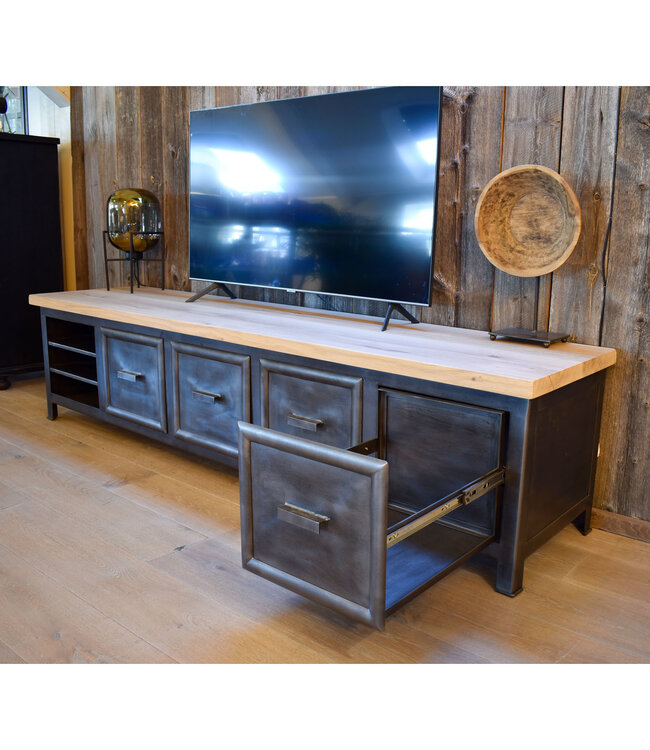 TV-Schrank aus Stahl und Holz