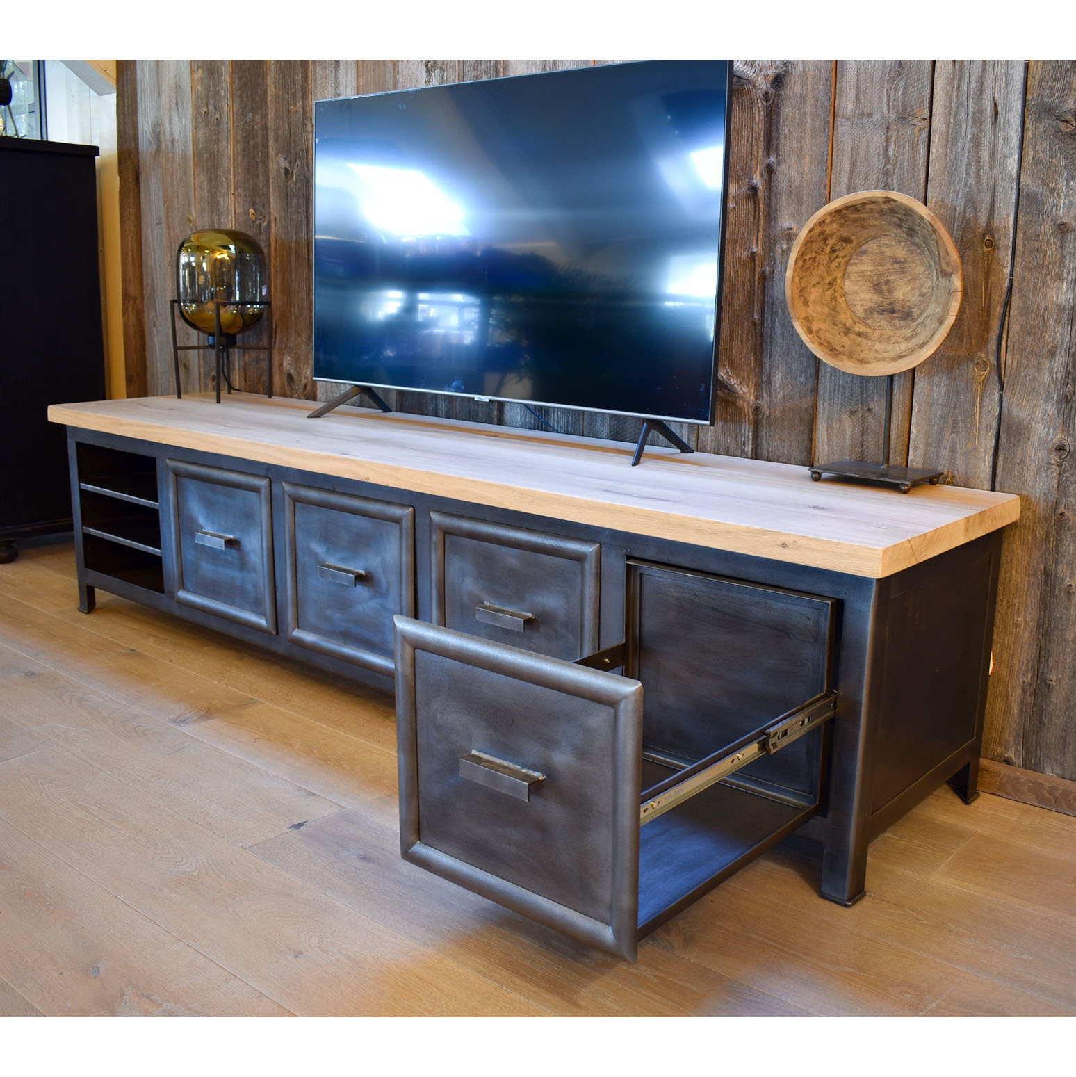 TV cabinet steel and wood