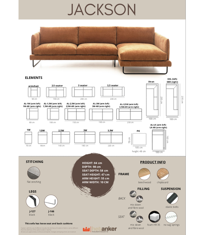 3 seater sofa Jackson | The Anchor