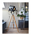 Theater tripod lamp with wooden legs