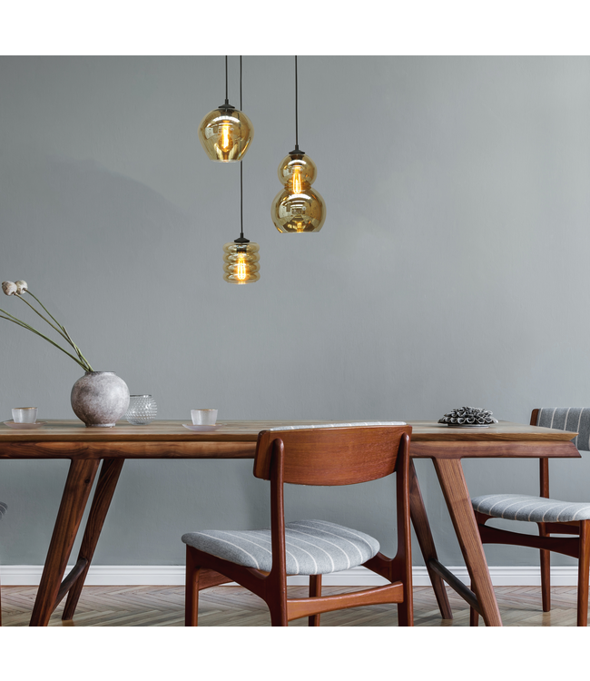 Hängelampe runde Platte Quinto Smoke 3