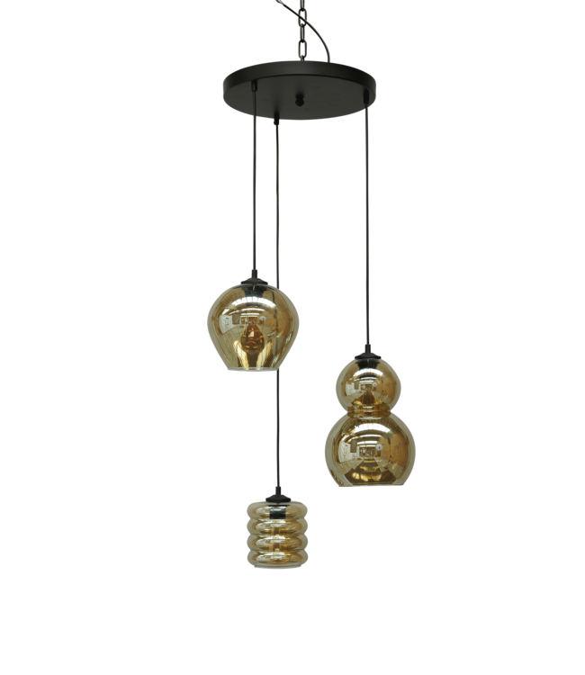 Hanging lamp round plate Quinto Smoke 3
