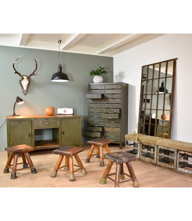 Vintage leather stool Oldwood the furniture store