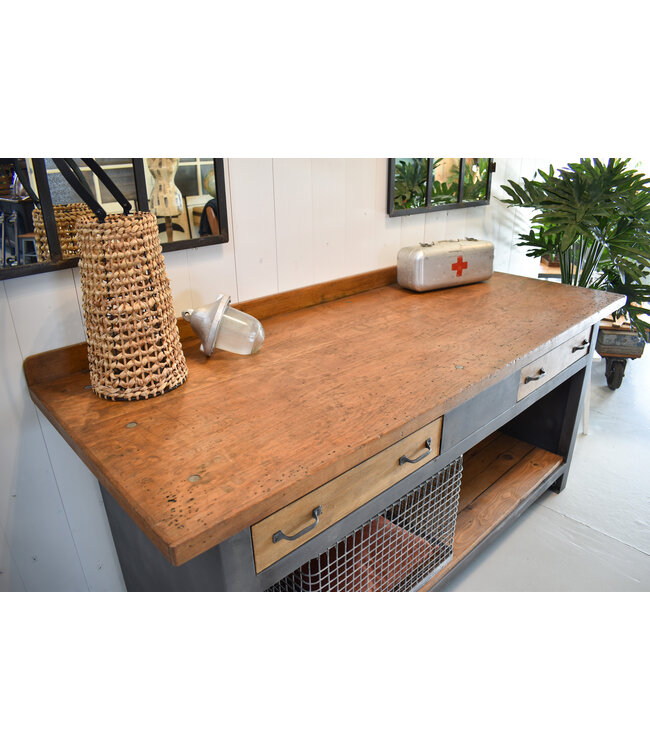 Industrial sideboard with wooden drawers