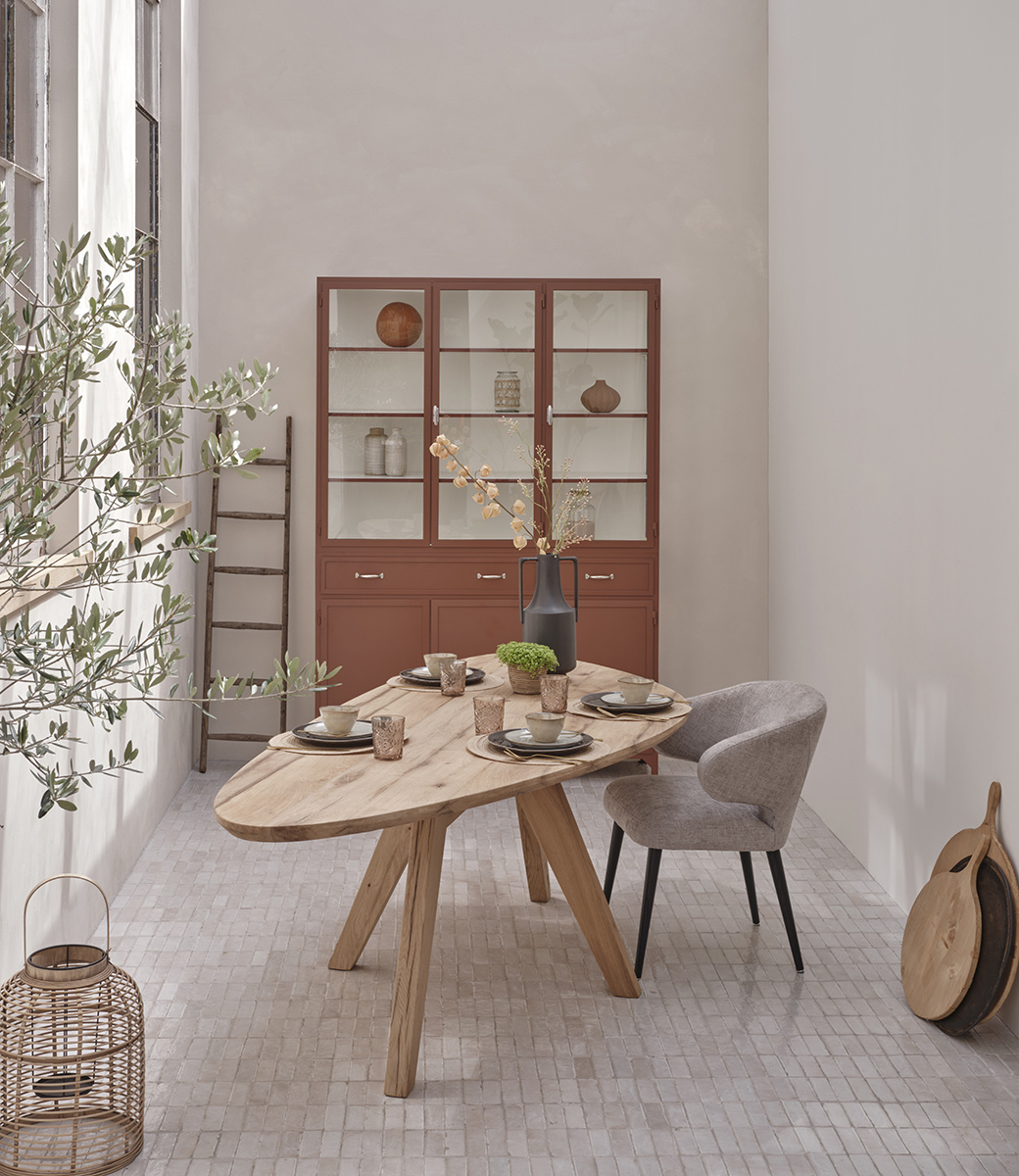 Kiezelvormige eikenhouten eettafel Lisse - Organische vorm - Oldwood de ...
