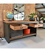 Groen industrieel dressoir met houten lades