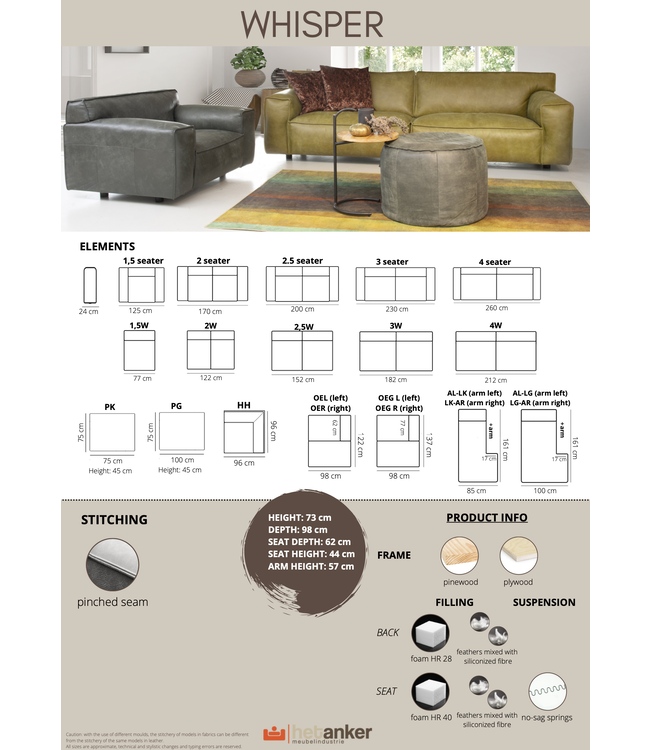 3 seater sofa Whisper - Het Anker