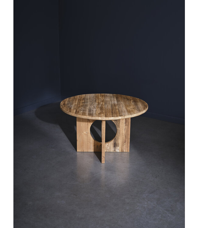 Ronde eettafel oud robuust hout