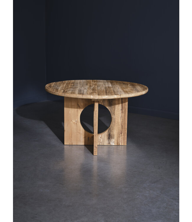 Ronde eettafel oud robuust hout