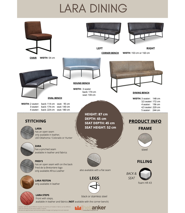 Dining room bench Lara Zara | The Anchor | Also available as a corner sofa