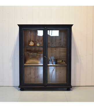 Schwarze Vintage-Vitrine aus Holz