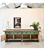 Green industrial wooden workbench