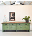 Green industrial wooden workbench