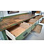 Green industrial wooden workbench