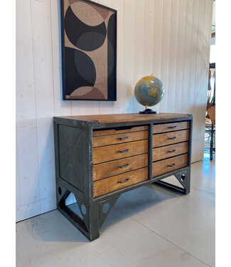 Oldwood Industrial wood and steel chest of drawers