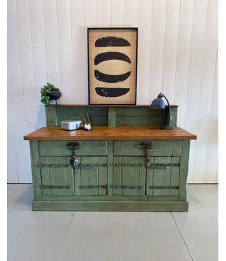 Oldwood Groen vintage dressoir van hout