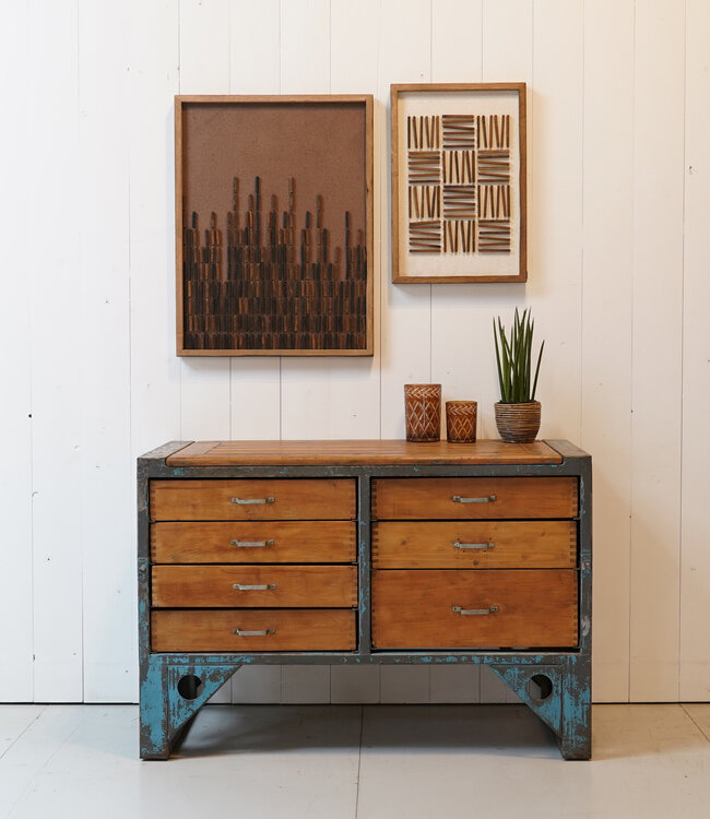 Industrial wood and steel chest of drawers - Copy