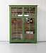 Vintage wooden green display cabinet