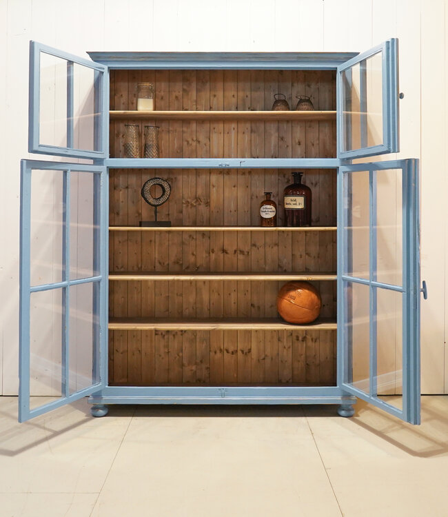 Houten servieskast  - blauw