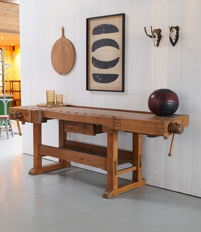 Industriele houten werkbank