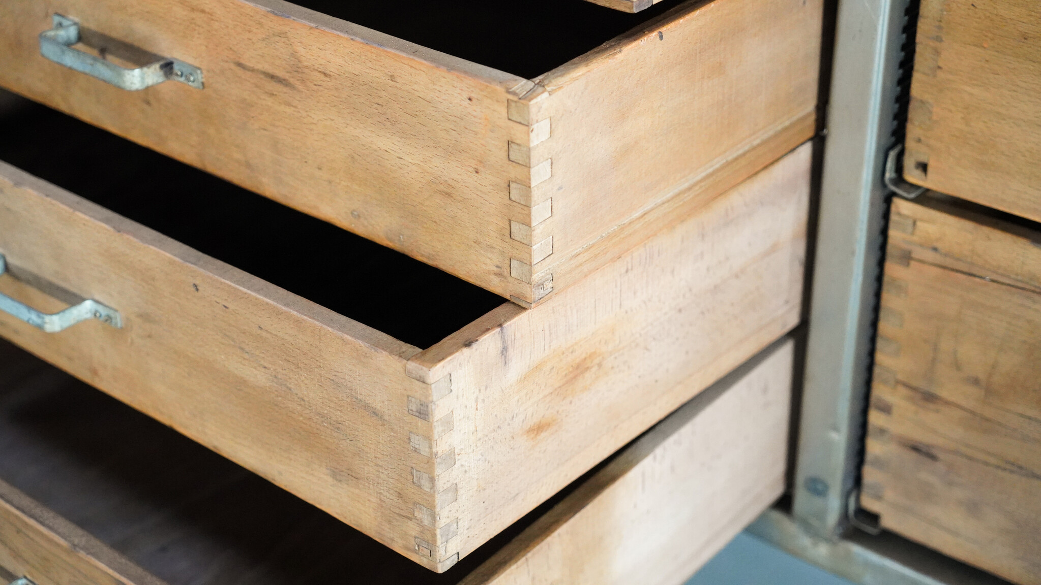 Vintage sideboard - old workbench with drawers - wood and steel ...