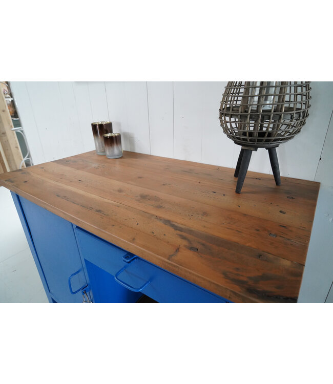 Vintage werkbank blauw