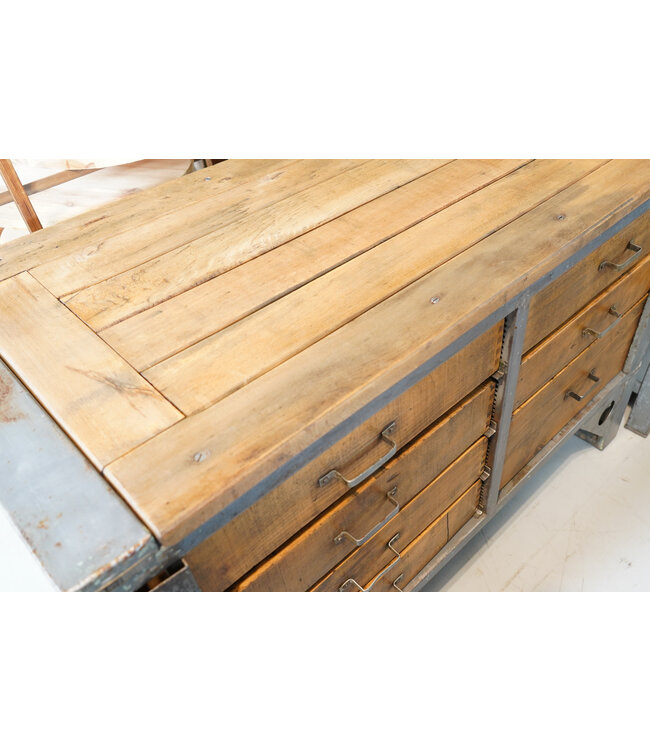 Industrial chest of drawers wood and steel