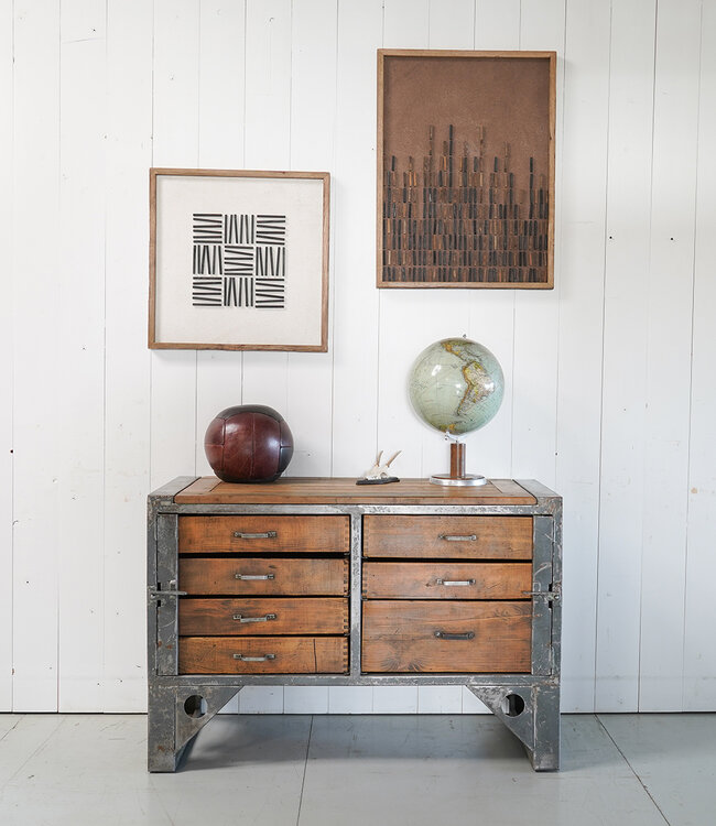 Industrial chest of drawers wood and steel - Copy