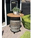 Wine barrel whisky barrel standing table on wheels - with wooden top