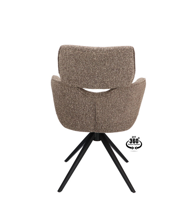 Armstoel Elin – draaibare eetkamerstoel kleur Sepia