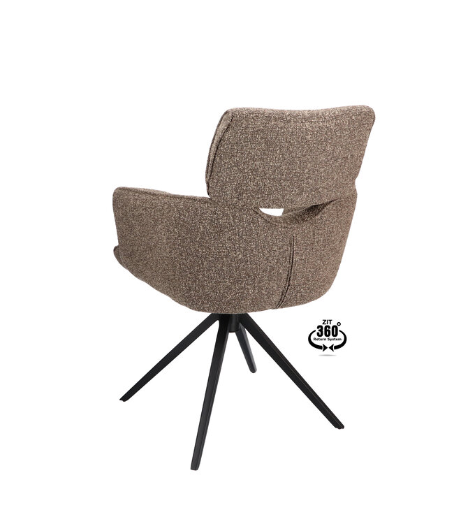 Armstoel Elin – draaibare eetkamerstoel kleur Sepia