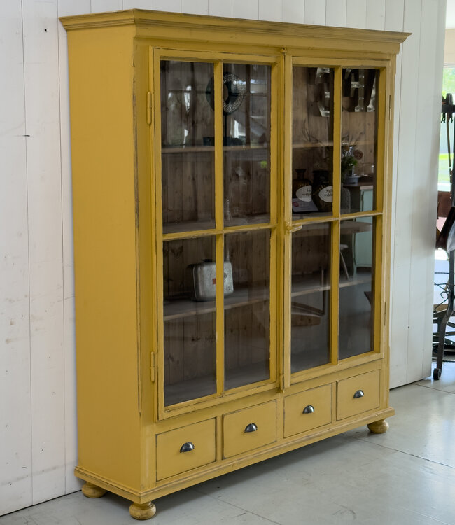 Vintage yellow display cabinet