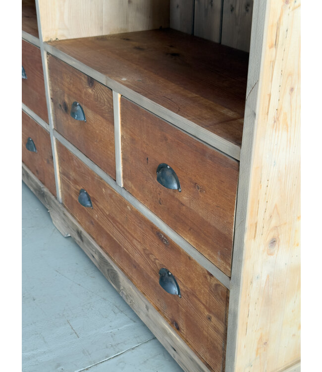 Vintage cabinet with open compartments and 6 drawers