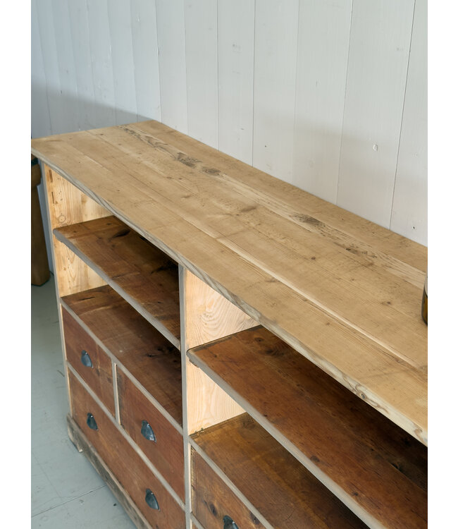 Vintage cabinet with open compartments and 6 drawers