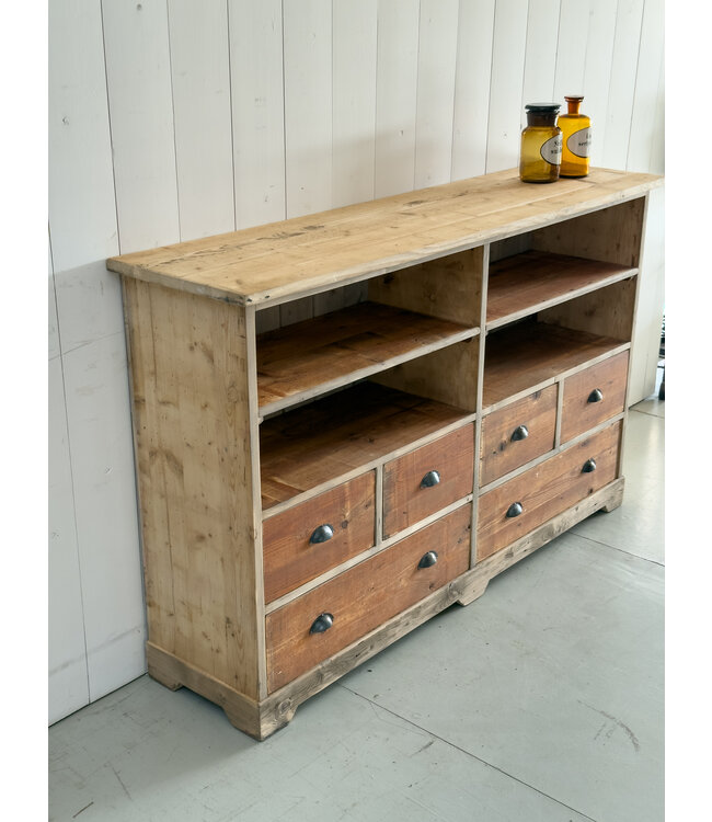 Vintage-Schrank mit offenen Fächern und 6 Schubladen