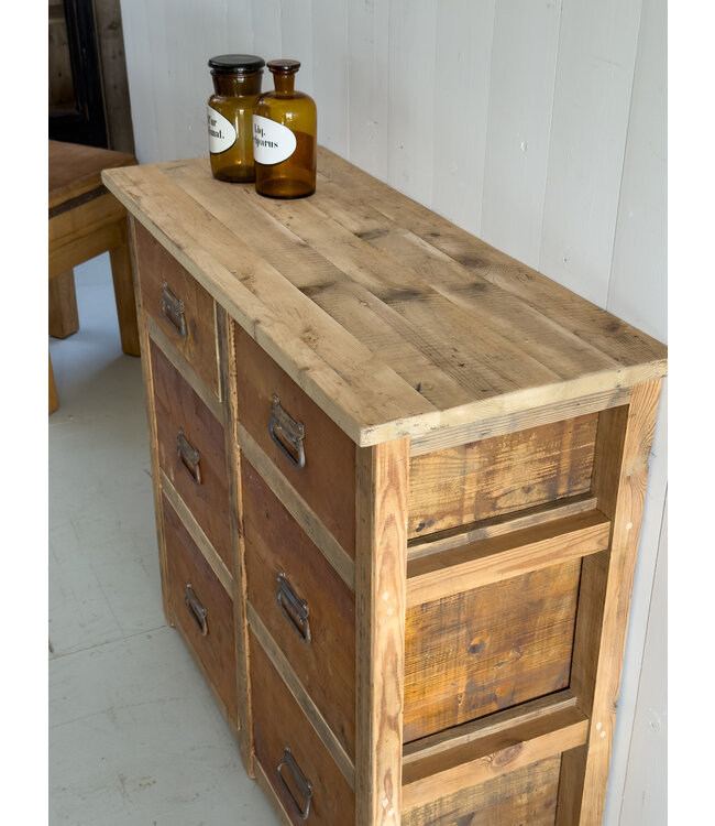 Vintage ladenkast met 6 lades