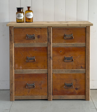 Vintage ladenkast met 6 lades