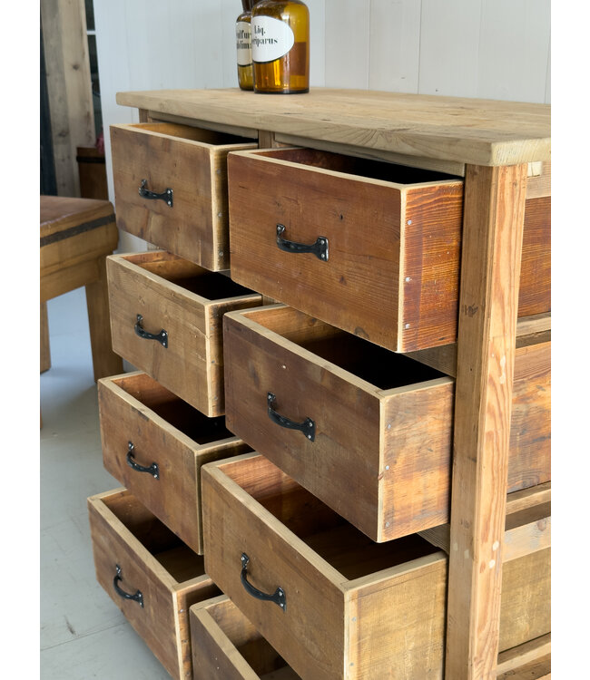Vintage ladenkast met 8 lades
