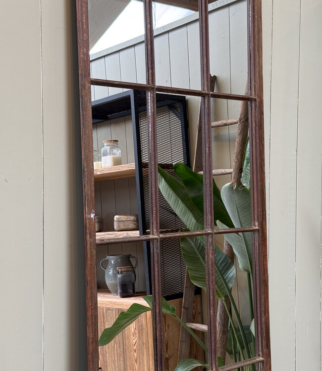 Industrial mirror from vintage stable window