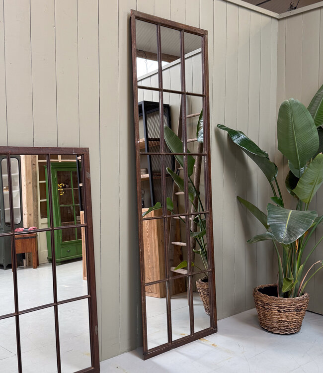 Industrial mirror from vintage stable window