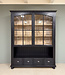 Vintage black sideboard with old glass | Display cabinet