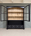 Vintage black sideboard with old glass | Display cabinet