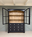 Black display cabinet with glass doors and 12 drawers | Sideboard