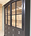 Black display cabinet with glass doors and 12 drawers | Sideboard