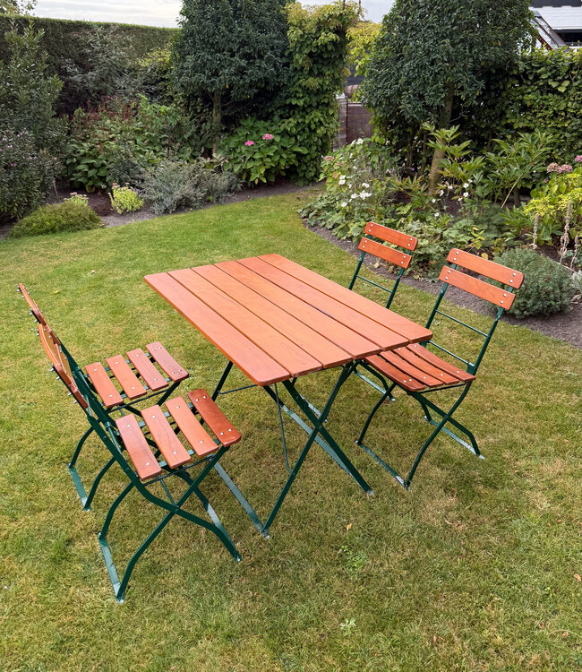 Vintage Bistro-Gartenmöbelset | Klapptisch + 4 Stühle