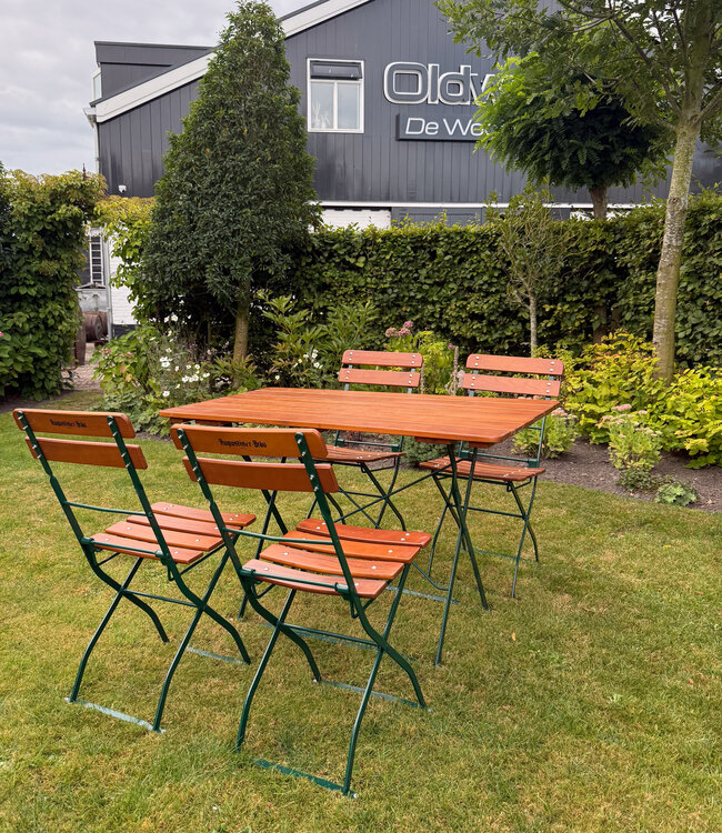 Vintage bistro garden table with 4 folding chairs