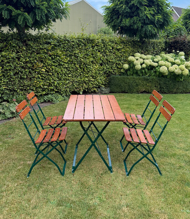 Vintage Bistro-Gartenmöbelset | Klapptisch + 4 Stühle
