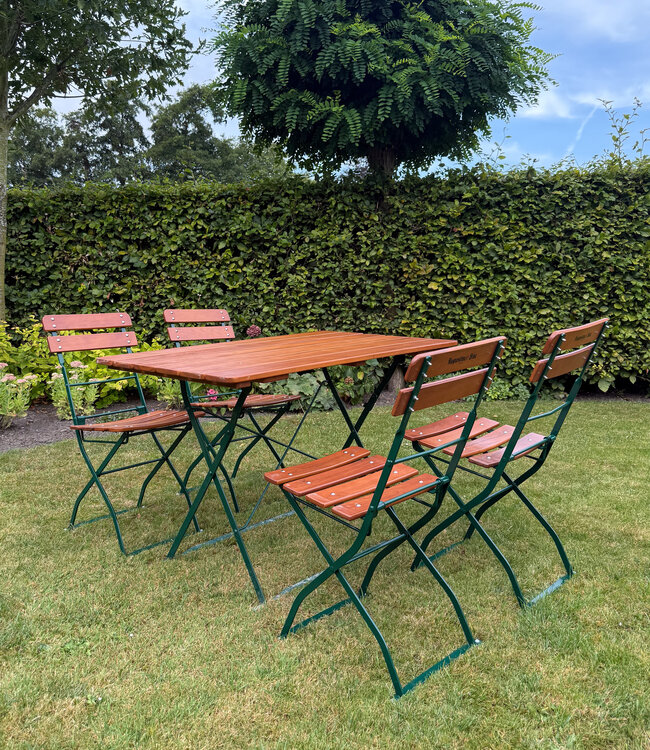 Vintage bistro tuintafel met 4 klapstoelen