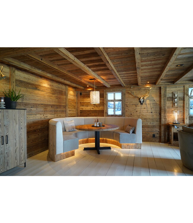 Custom-made round dining bench – Alpine style